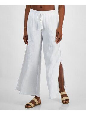 J Valdi Women's Cancun Wide-Leg Swim Cover-up Pants, White  Sz. XL